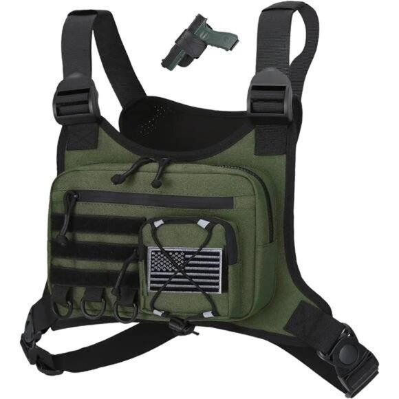 Outdoor Sports Chest Bag for Men, Chest Vest Holster Fits Most Pistols, EDC - Picture 1 of 16